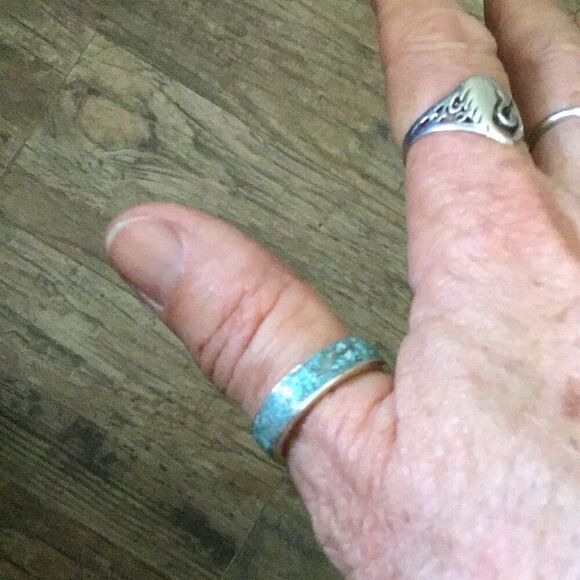 Ring, Sterling Silver with Inlaid Turquoise Ring, size 9.5, New with Tags, Handm - Picture 8 of 8